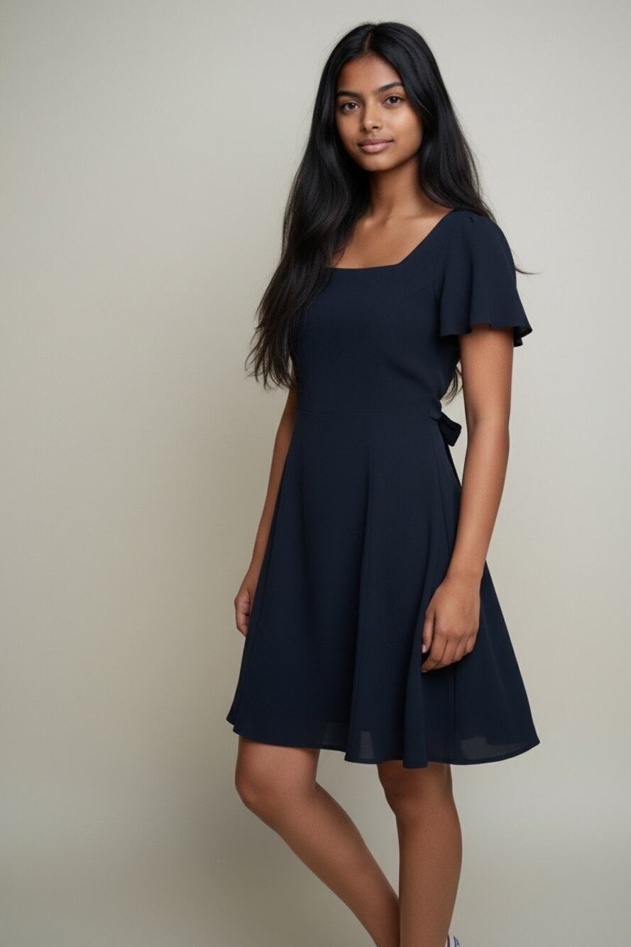 Aritzia Sunday Best Navy Mini Skater Dress Large